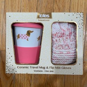 Totes Toasties Ceramic Travel Mug & Flip Mitt Gloves Gift Set